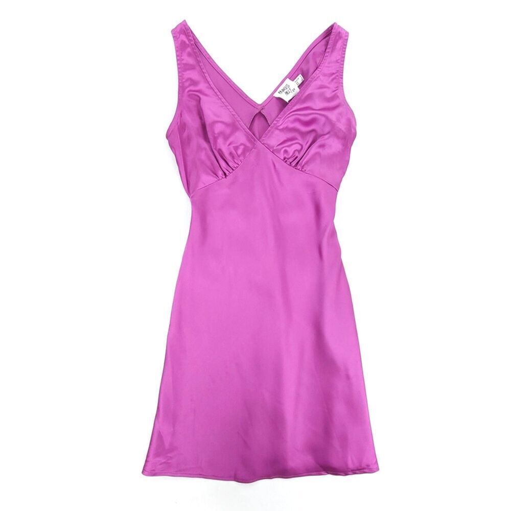 PRINCESS POLLY Nellie 90s Mini Slip Dress Purple Satin Y2k Glam Clean Girl 0